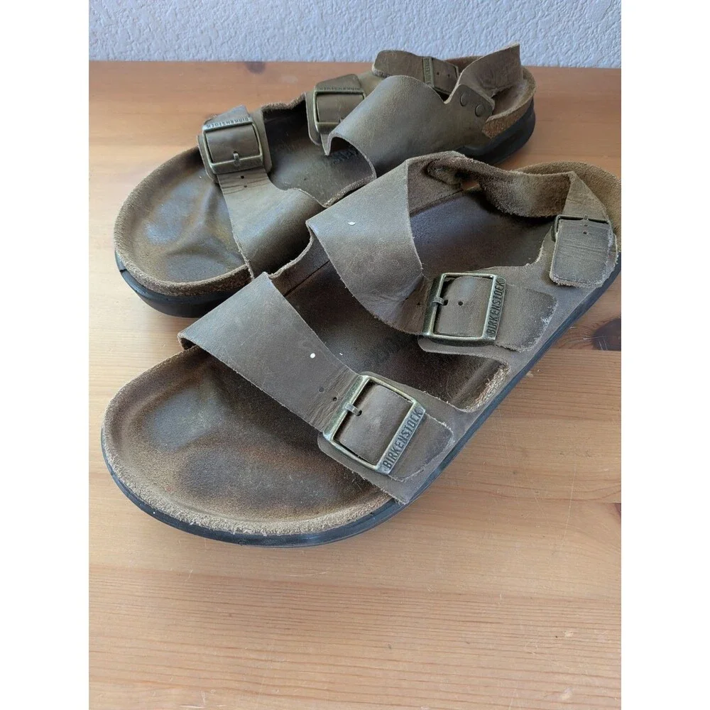 BIRKENSTOCK Sandals Milano Crosstown Mens Brown SIZE M 12 EU 45 Backstrap Rugged
